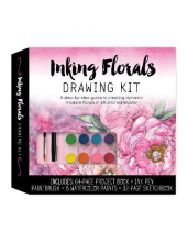 Inking Florals Drawing Kit: Book, Ink, Paint Brush, Humanitas