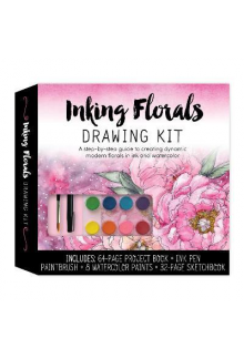 Inking Florals Drawing Kit: Book, Ink, Paint Brush, - Humanitas